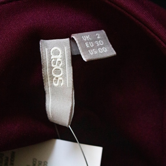 PETITE BURGUNDY BARDOT DRESS OFF SHOULDER - Picture 6 of 8